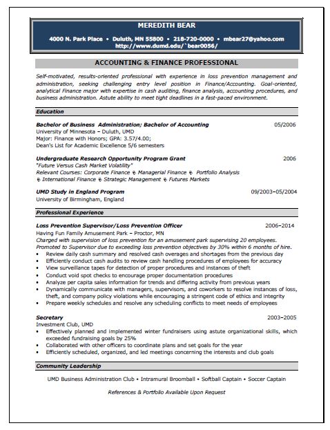 Sample staff accountant resume template