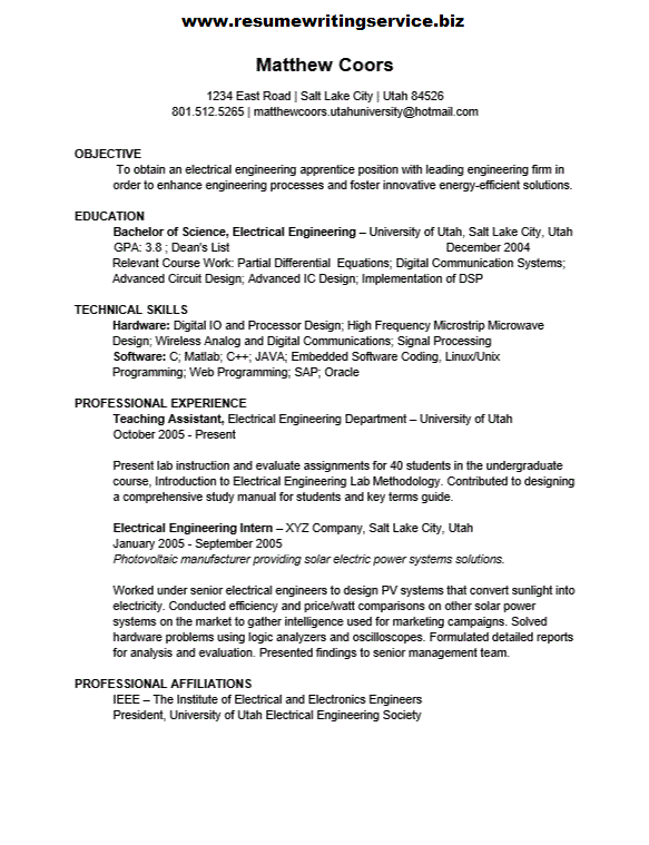 Resume apprenticeship example