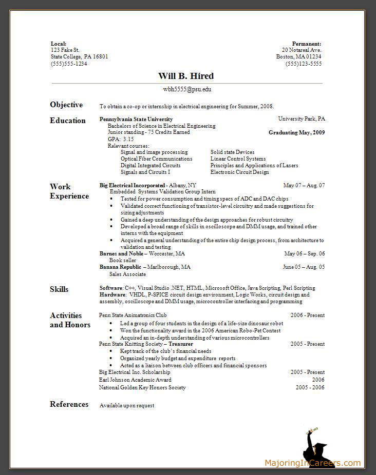 Sample Student Resume. engineering student resume