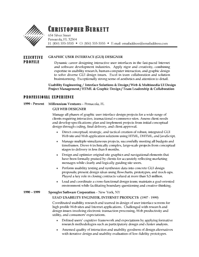 functional resume tips. GUI Designer Resume Sample