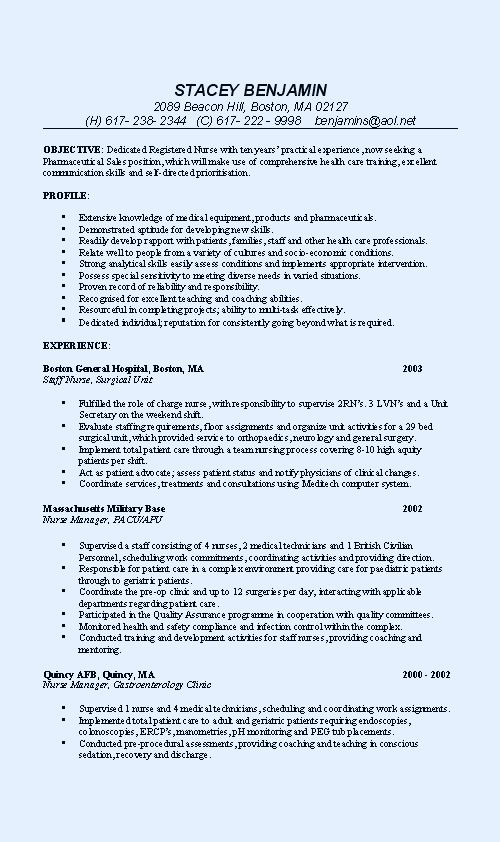 Cv Template For Medical Representatives