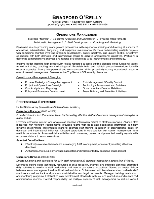 Example resume for supply chain management