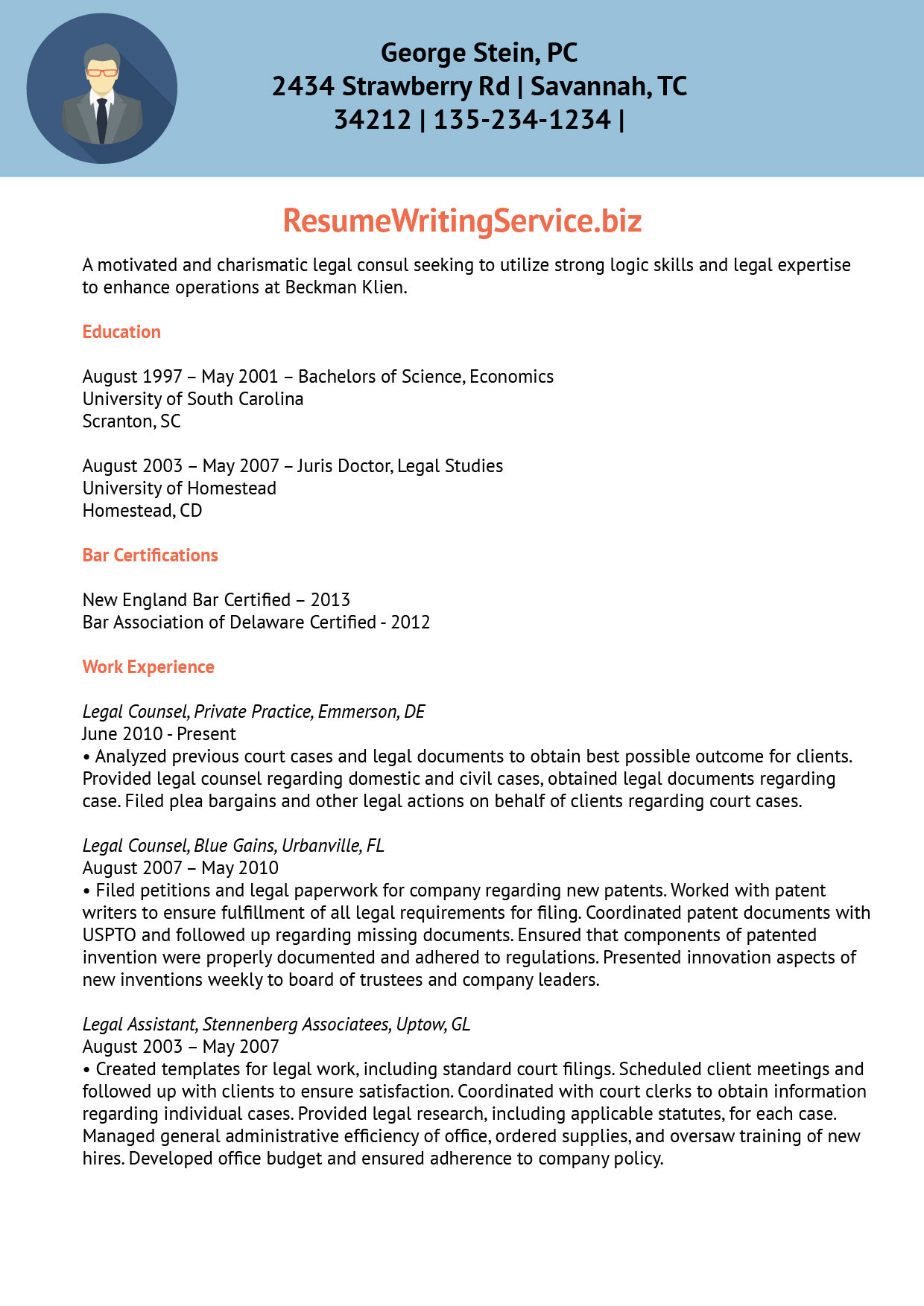 Legal resume writing services with samples