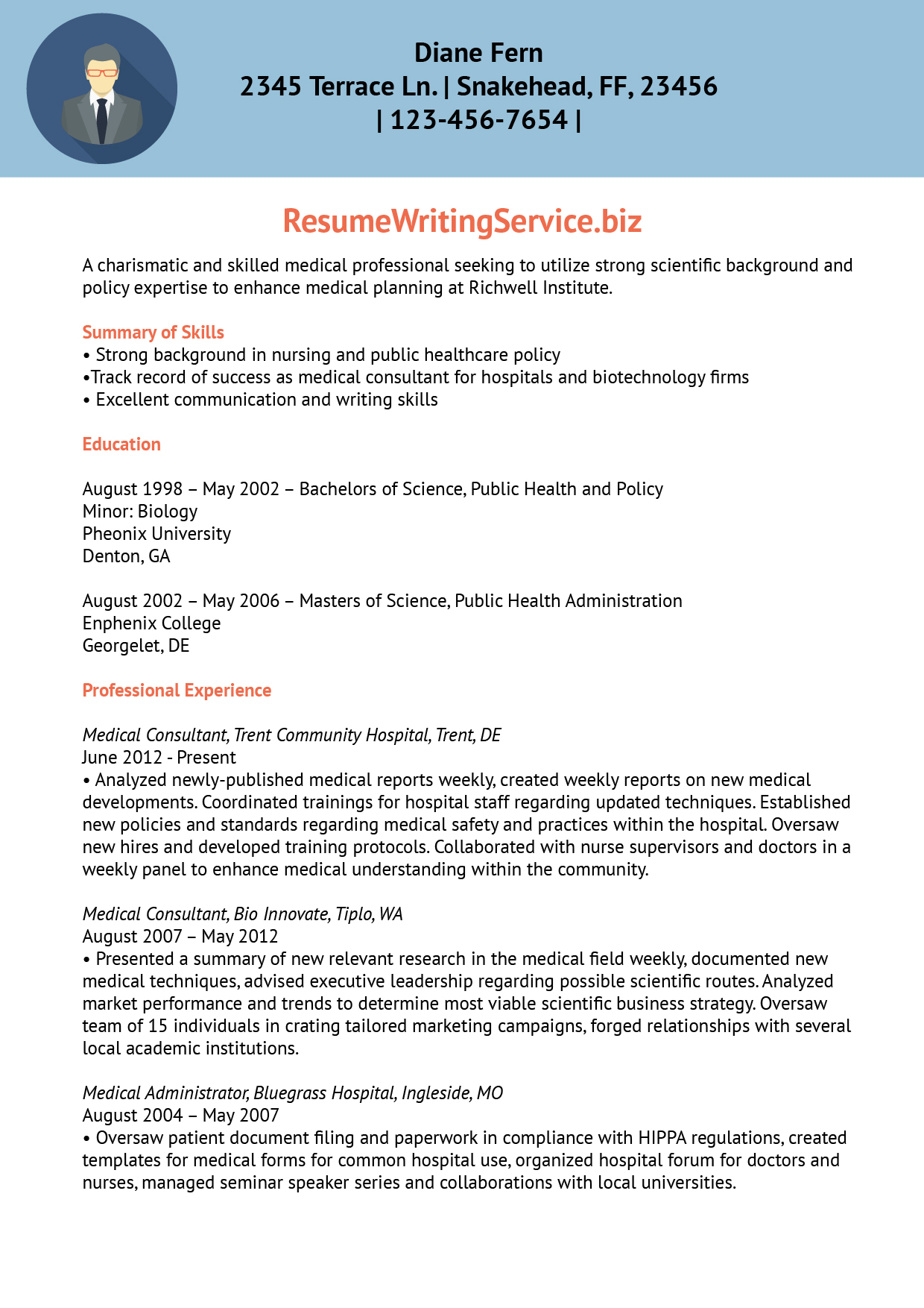 Professional medical resume writing services