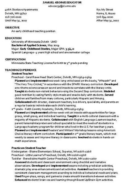 Resume templates for daycare teachers