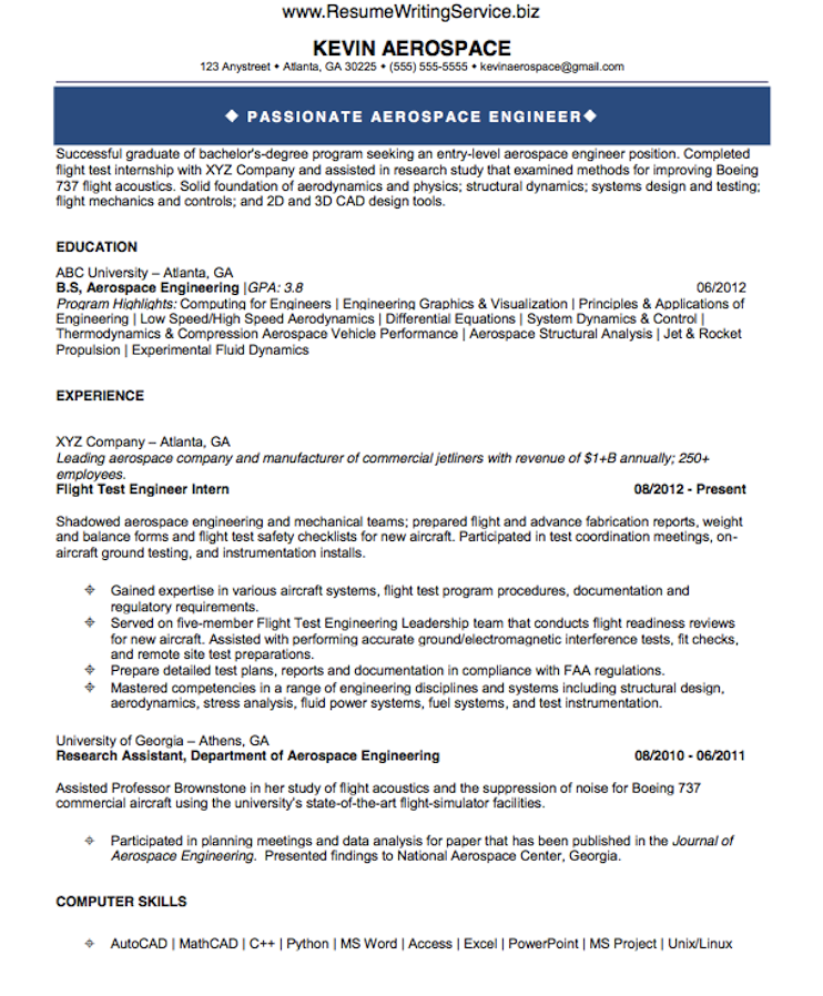 Technical aerospace engineer resume