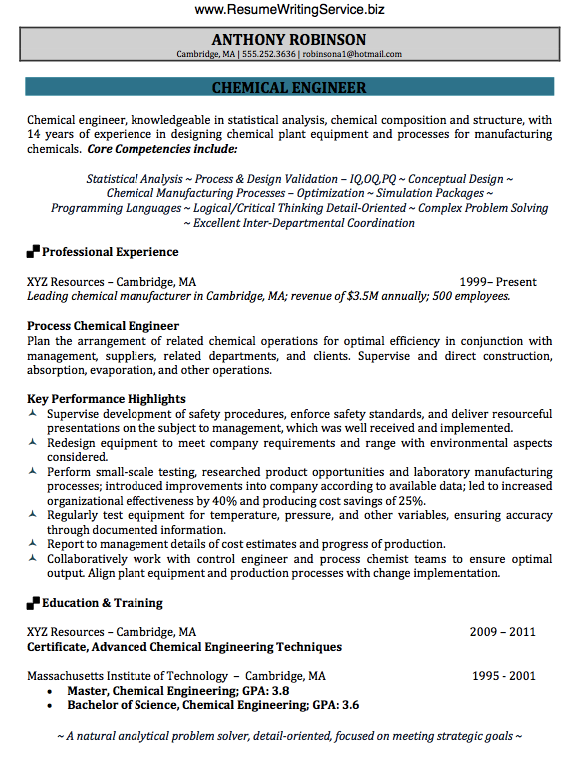 Resume writing service engineering