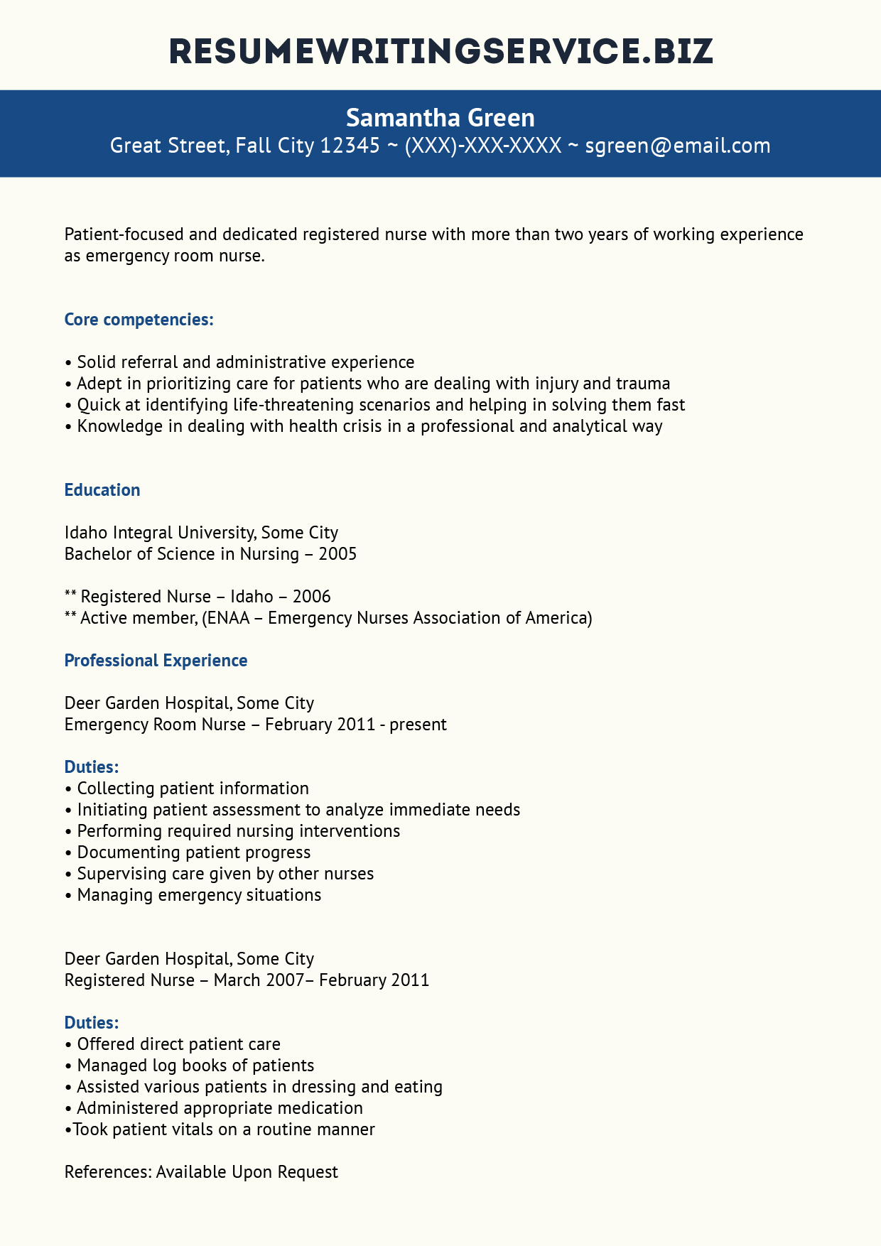 resume writing service nursing