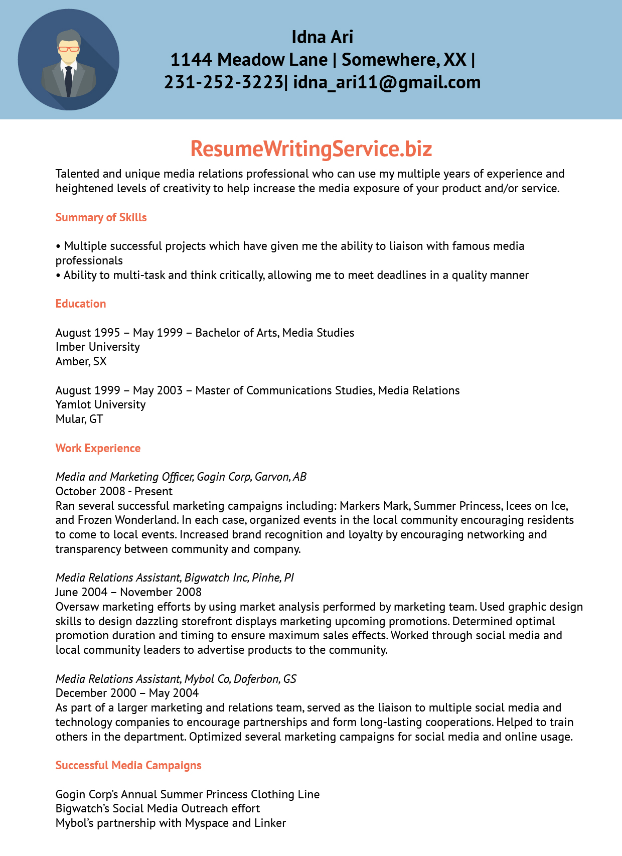 Marketing resume writing service