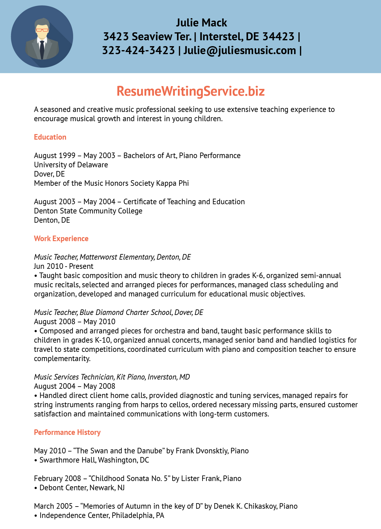Professional resume writing service for teachers