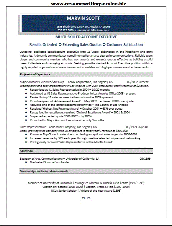 Account Executive Resume Sample Account Executive Resume Sample