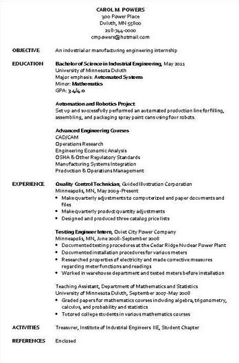 Industrial Engineer Resume Sample