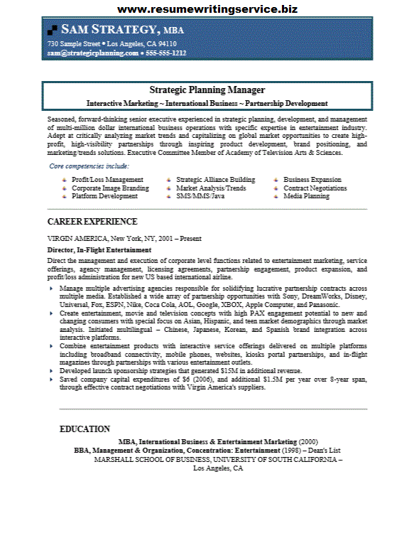 Strategic Planning Manager Resume Sample_Resume Pack 1