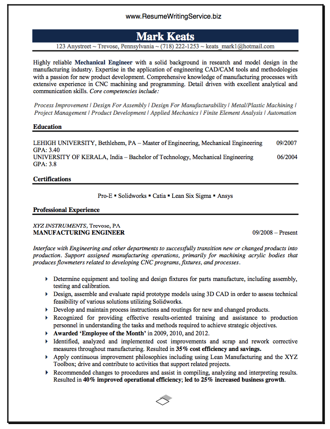 Choosing A Resume Title For Mechanical Engineer Resume Title