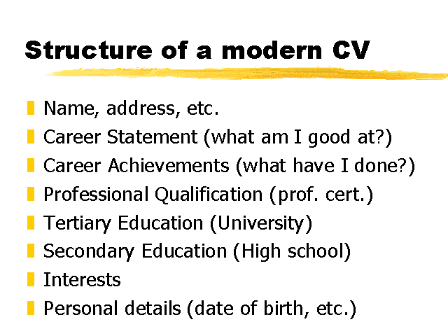 how to structure a cv