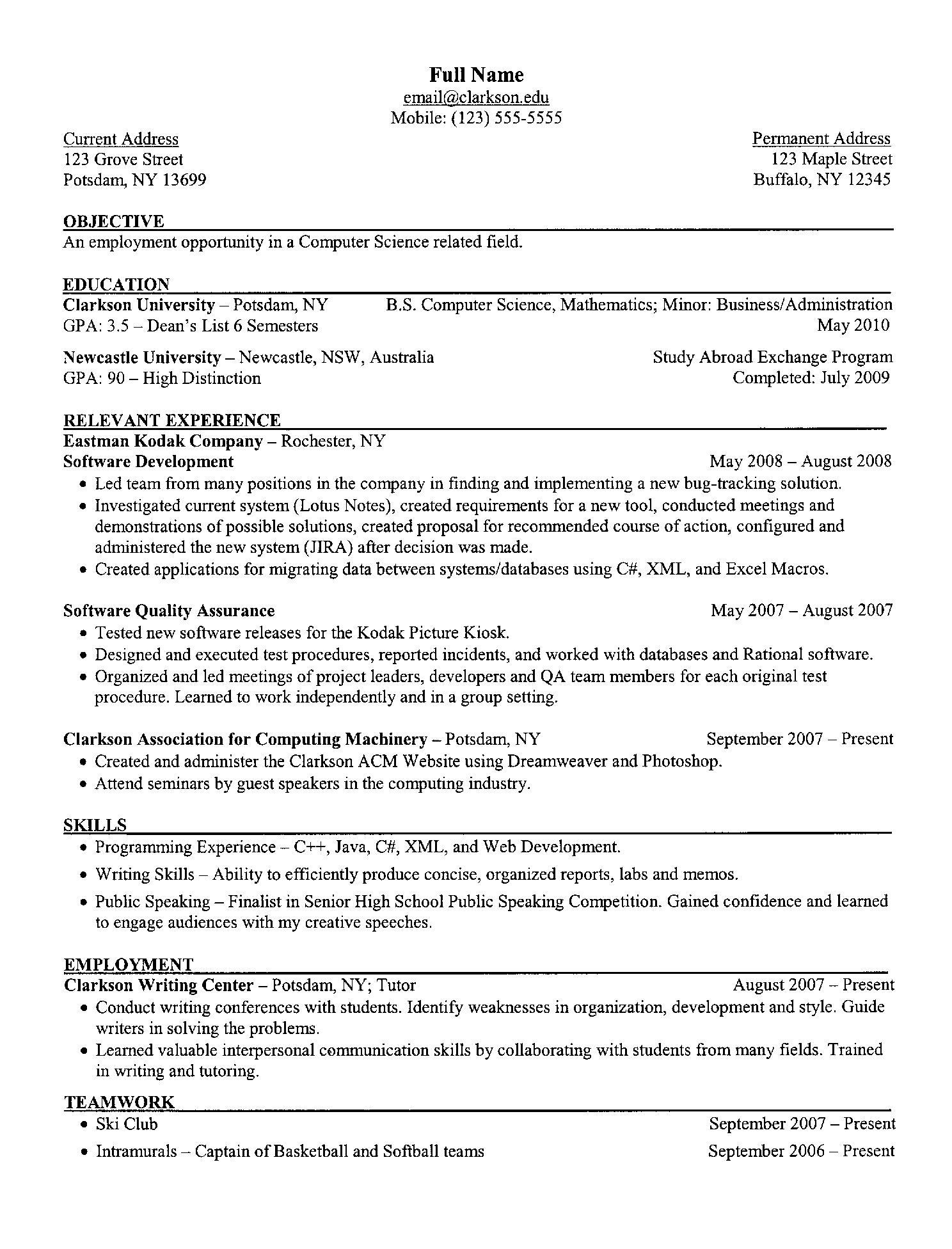 write career objective on resume