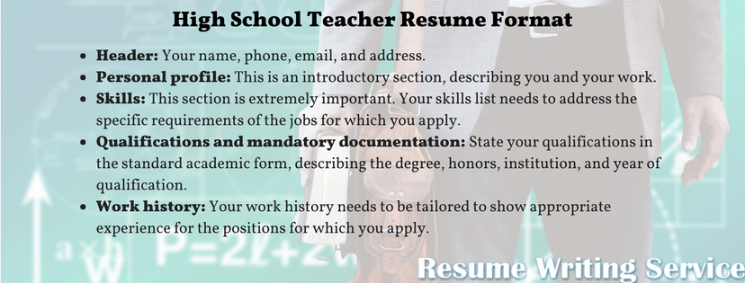 high school teacher resume format