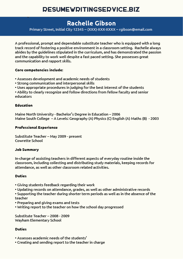 resume writing service teachers