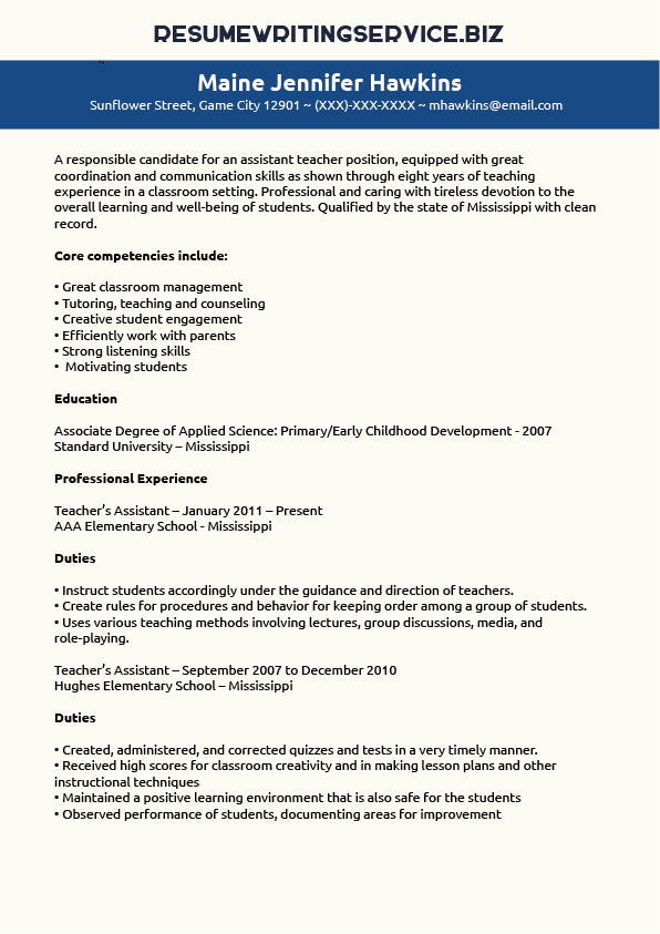 teaching assistant resume