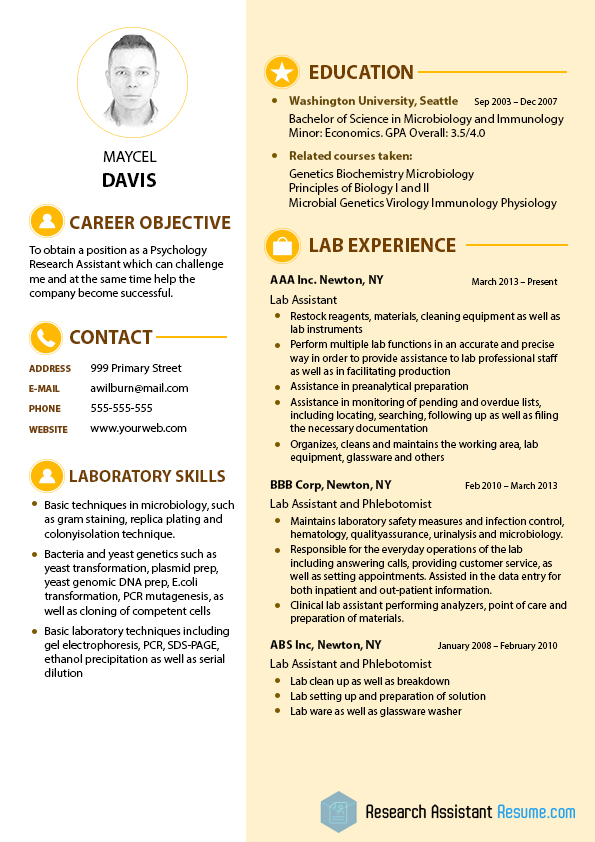 resume for lab assistant