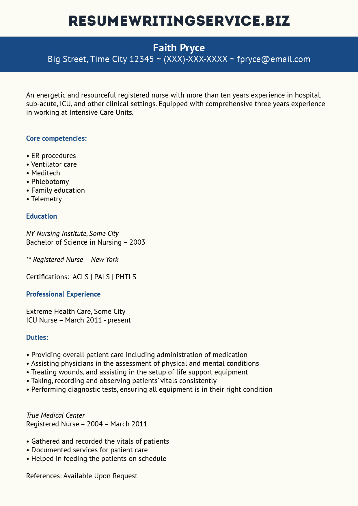 Remarkable ICU Nurse Resume Example