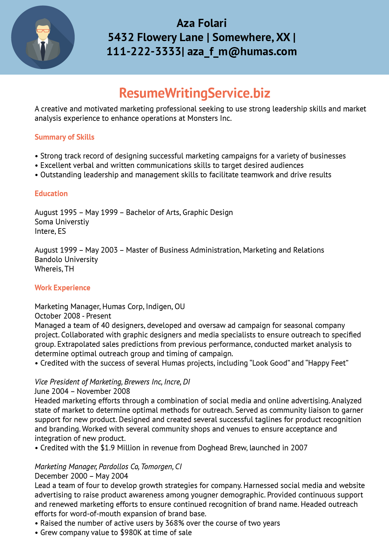 Marketing Manager/Associate Marketing Manager Resume Sample