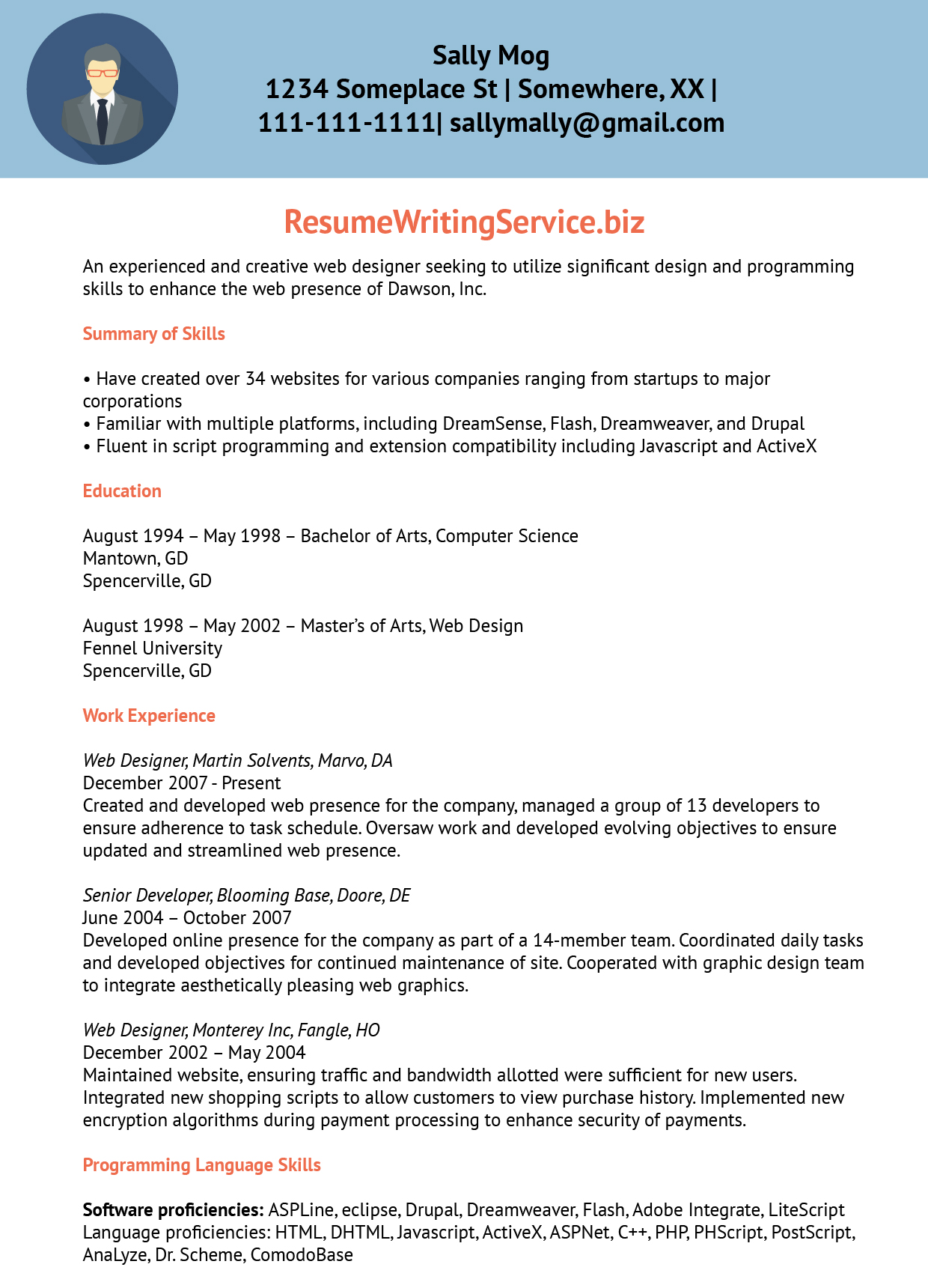 Web Designer Resume Sample Web Designer Resume Sample