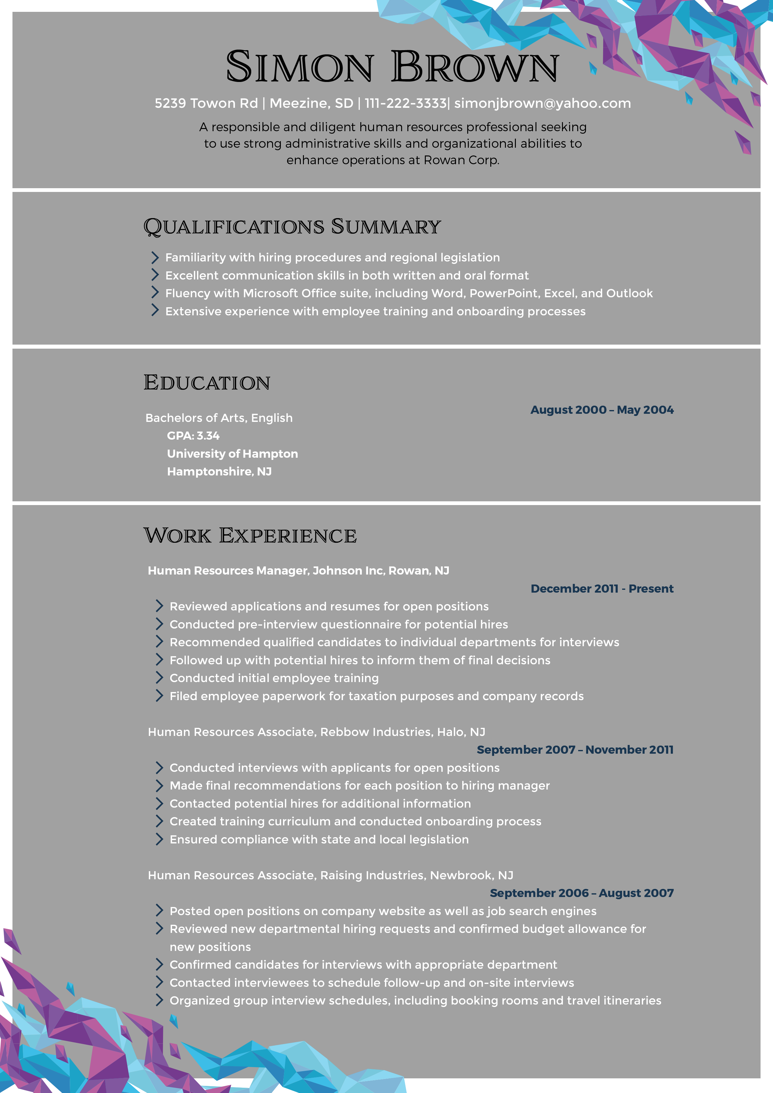 human resources manager resume sample
