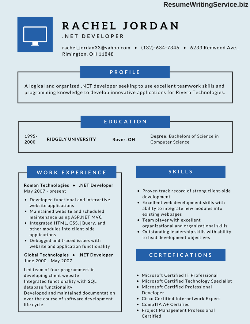Net Developer Resume To Get You Hired